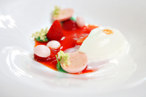 verbena, mascarpone, crows pass strawberries & elderflower