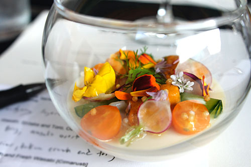 Soymilk Panna Cotta, Santa Barbara Sea Urchin, Geoduck Clam and Fresh Wasabi