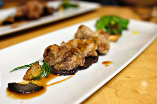 Veal sweetbreads, Morels, Chanterelles, shishito peppers, yuzu kosho