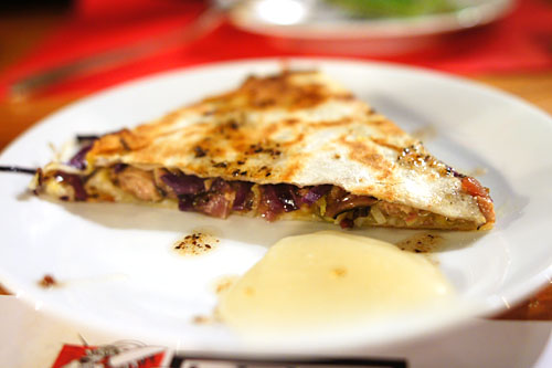 Foie Gras Quesadilla, Crispy Cabbage, Juniper Berry Oil