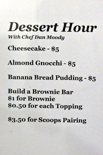 Dessert Hour with Chef Dan Moody at Scoops Westside Menu