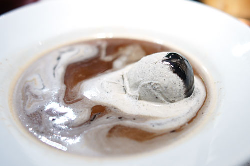 Black Sesame Ice Cream w/ Hot Coffee & Sesame Seed Paste