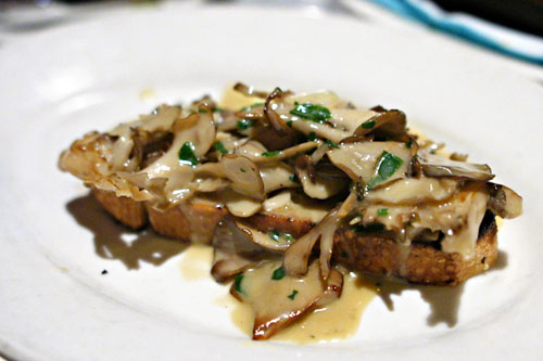 Maitake Mushroom Toast with Creme Fraiche & Truffle Oil