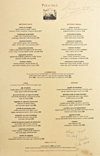 Piccolo Menu