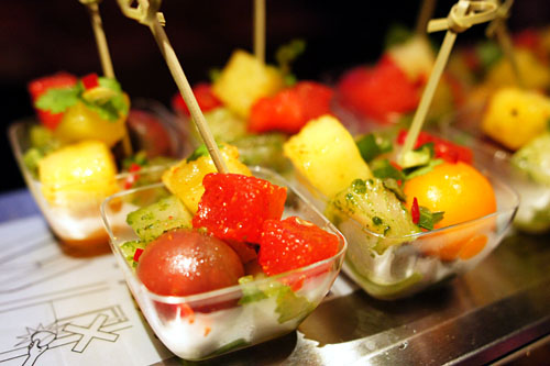 Hamachi with Heirloom Tomato and Watermelon