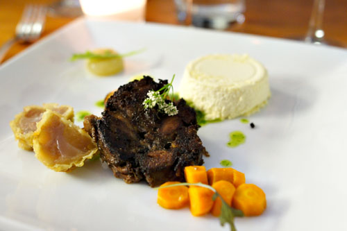 Trio of Beef: Oxtail, Marrow and Tendon with Pomme Fondant and Salsa Verde