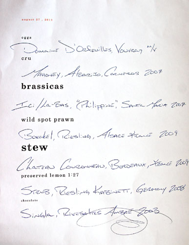 Saison Menu