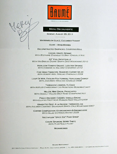 Baumé Menu