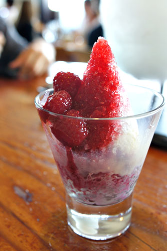 raspberry-rose shaved ice