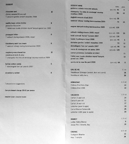 Slanted Dessert Menu