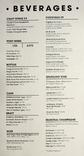 Graffiato Beverage Menu