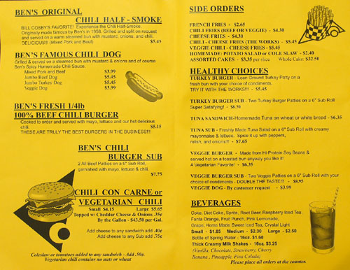 Ben's Chili Bowl Menu