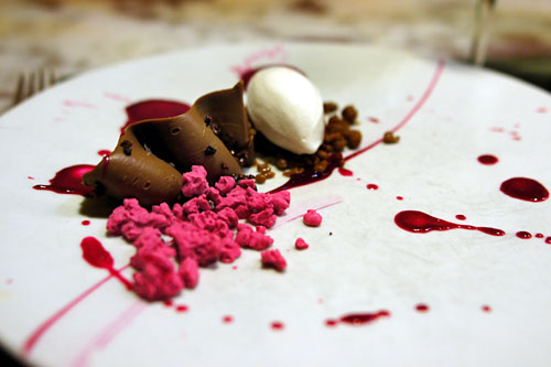 Soft chocolate, beet, long pepper, ricotta