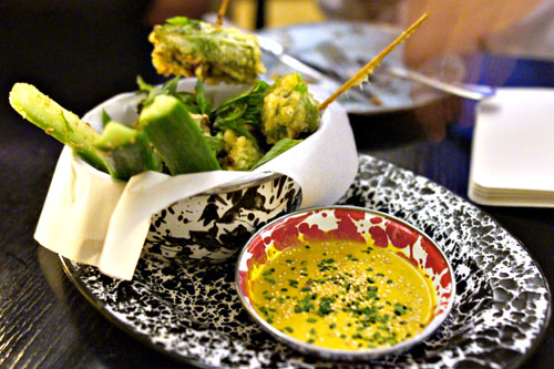 Sesame Leaf Wrapped Shrimp Tempura