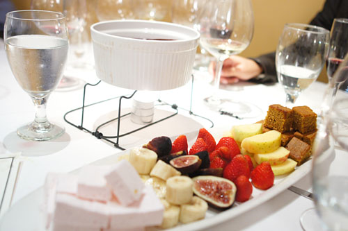 Chocolate Fondue, Housemade Marshmallow, Assorted Fruits