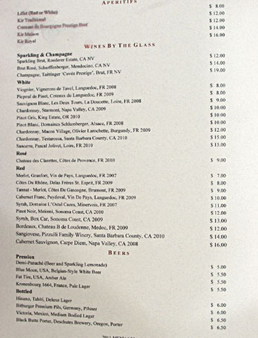 Maison Giraud Wine List