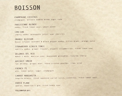 La Poubelle Cocktail List