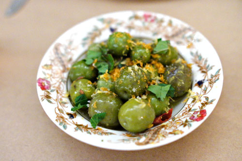 marinated green olives