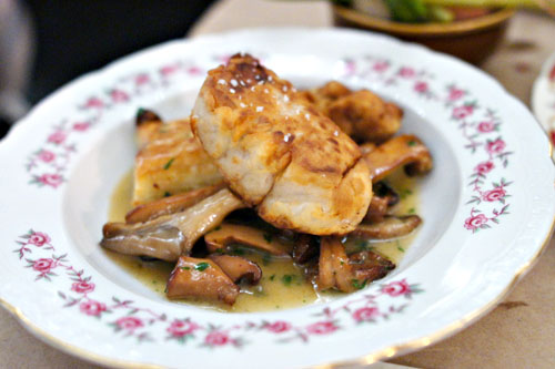 mushrooms, sweetbread, puff pastry