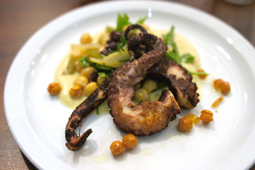 Grilled Octopus with Garbanzo, Preserved Lemon and Cracked Olive