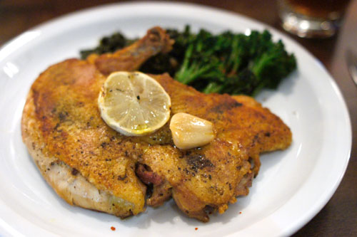 Cast Iron Natural Chicken, Olive Oil Poached Garlic and Sage