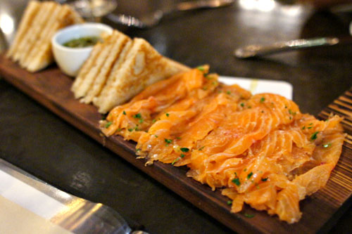 House Smoked Salmon, grilled toast, onion, caper, lemon