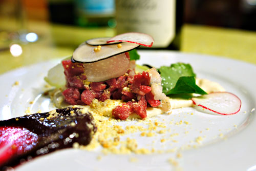 Raw Beef, Radish, Beets, Eel