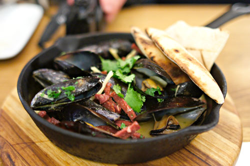 Wood-fired mussels