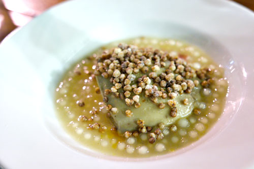 Steamed Foie Gras in Apple Cider, Apple Tapioca, Buckwheat