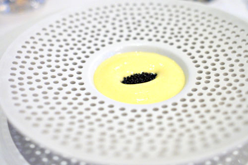 Apple Street Farm coddled egg with almond, cauliflower and Siberian Sturgeon caviar