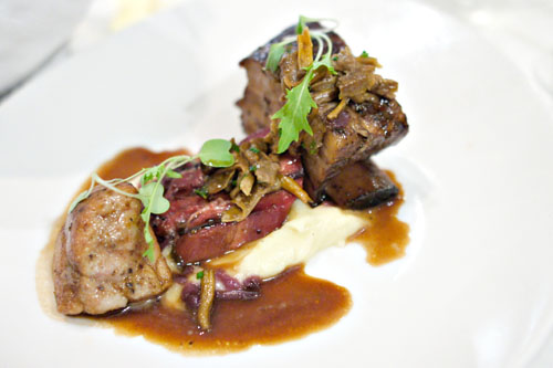 Veal Three Ways: Braised Short Ribs, Grilled Tongue, Roasted Sweetbreads