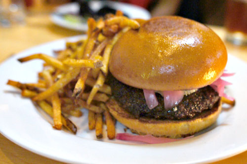 Buttery Lamb Burger, Onetik Bleu, Fries