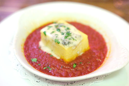 Baked Polenta, pomodoro, creamy gorgonzola