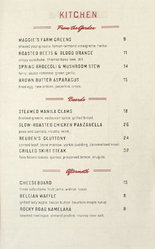 Freddy Smalls Menu