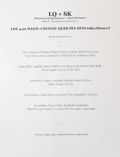 LQ + SK 4.20 Weed and Chinese Herb Dinner Menu