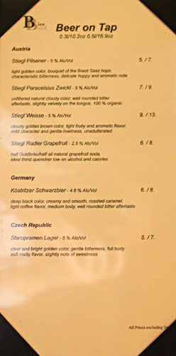 BierBeisl Beer on Tap List