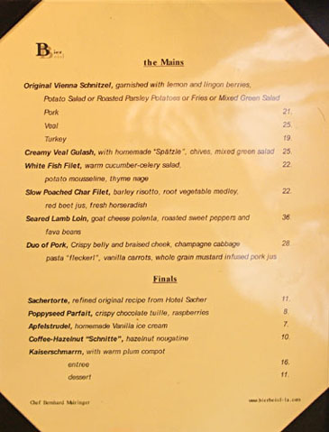 BierBeisl Menu