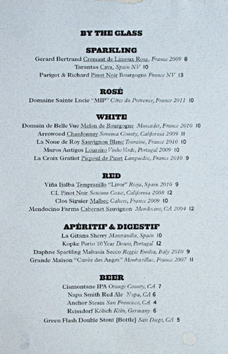 L&E Oyster Bar Wines by the Glass and Beer