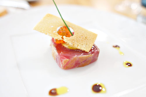 Artisan Foie Gras Torchon and Bigeye Tuna with Mustard Fruit and Saba