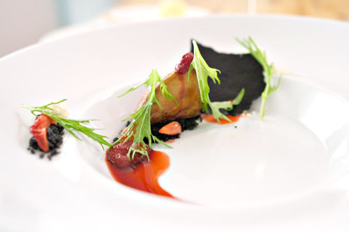 Foie Gras Sauté with Grilled and Partially Dehydrated Strawberries