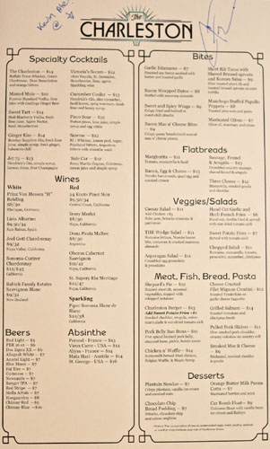 The Charleston Menu