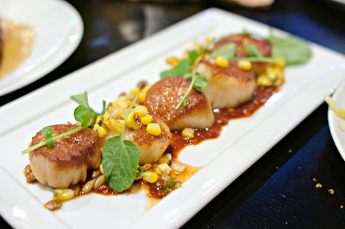 Pan Roasted Hand Diver Scallops, Ranchero, Charred Corn