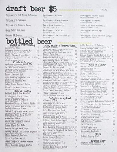 Playground Beer List