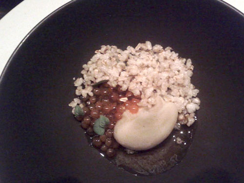 wild salmon roe, eggplant, buckwheat, perilla