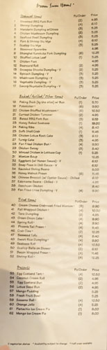 Yank Sing Menu