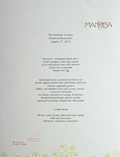 Manresa Tasting Menu