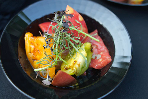 Heirloom Tomato Salad, Charentais Melon, Vinaigrette with Greens and Reduced Balsamic