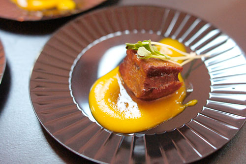 Braised Pork Belly 'Kakuni' with Yuzukosho Kabocha Coulis