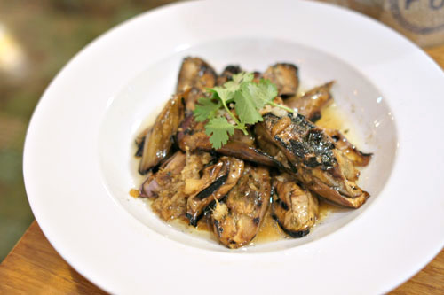 GRILLED WHOLE EGG PLANT IN SAVORY GINGER SAUCE