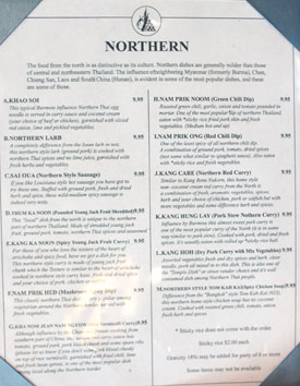 Lotus of Siam Menu: Northern